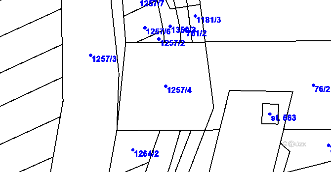 Parcela st. 1257/4 v KÚ Prštné, Katastrální mapa