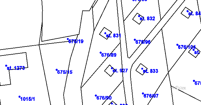 Parcela st. 676/89 v KÚ Prštné, Katastrální mapa