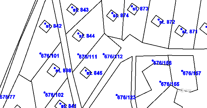 Parcela st. 676/112 v KÚ Prštné, Katastrální mapa
