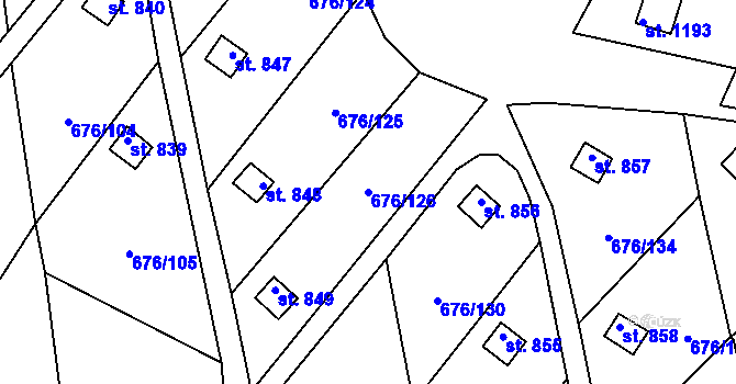 Parcela st. 676/126 v KÚ Prštné, Katastrální mapa