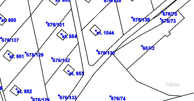 Parcela st. 676/136 v KÚ Prštné, Katastrální mapa