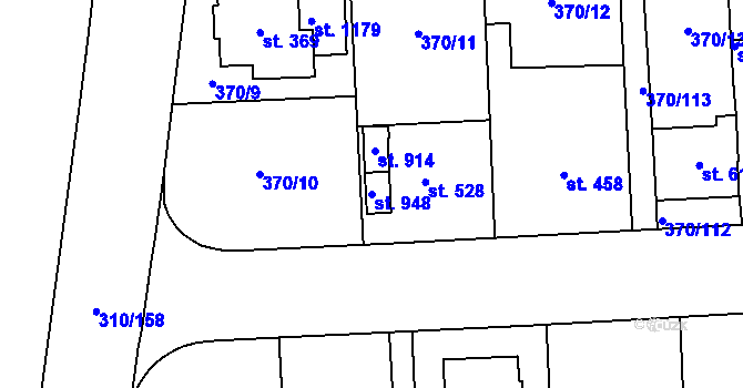 Parcela st. 948 v KÚ Prštné, Katastrální mapa