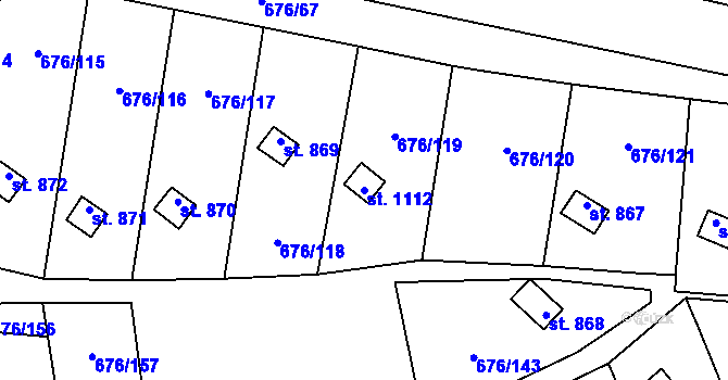 Parcela st. 1112 v KÚ Prštné, Katastrální mapa