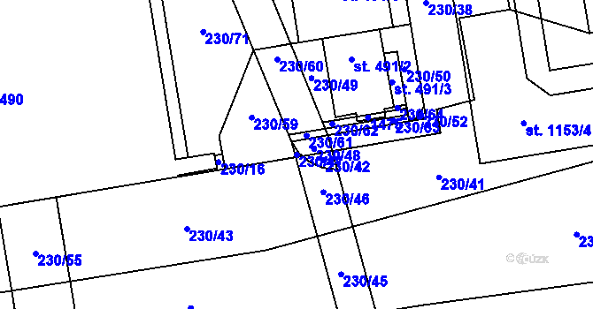 Parcela st. 230/47 v KÚ Prštné, Katastrální mapa