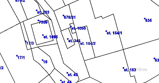 Parcela st. 154/2 v KÚ Prštné, Katastrální mapa
