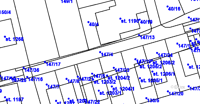 Parcela st. 147/4 v KÚ Prštné, Katastrální mapa