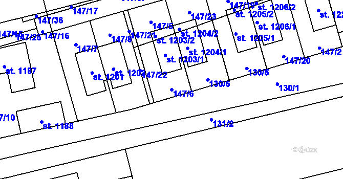 Parcela st. 147/6 v KÚ Prštné, Katastrální mapa