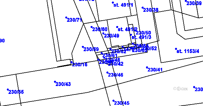 Parcela st. 230/61 v KÚ Prštné, Katastrální mapa