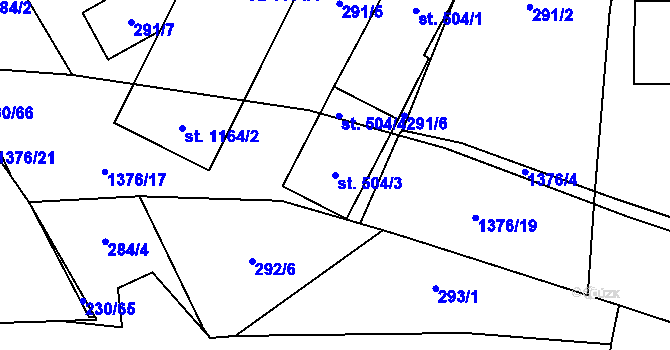 Parcela st. 504/3 v KÚ Prštné, Katastrální mapa