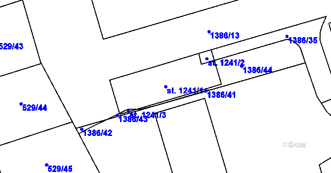 Parcela st. 1241/1 v KÚ Prštné, Katastrální mapa