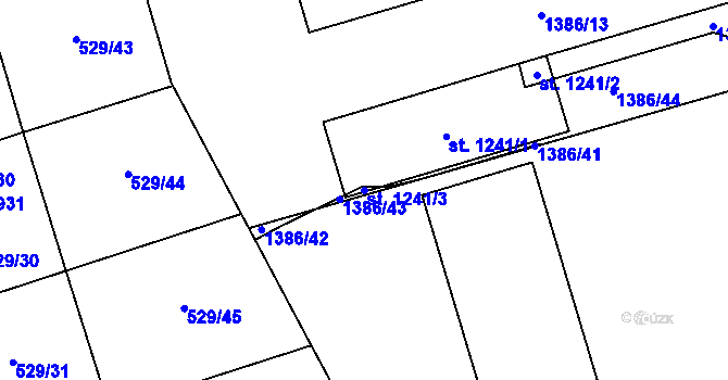 Parcela st. 1241/3 v KÚ Prštné, Katastrální mapa