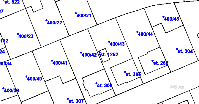 Parcela st. 1252 v KÚ Prštné, Katastrální mapa