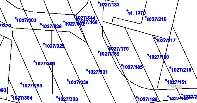 Parcela st. 1027/169 v KÚ Prštné, Katastrální mapa