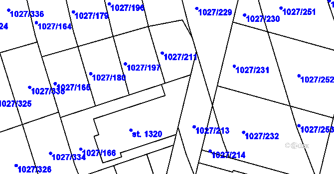 Parcela st. 1027/212 v KÚ Prštné, Katastrální mapa