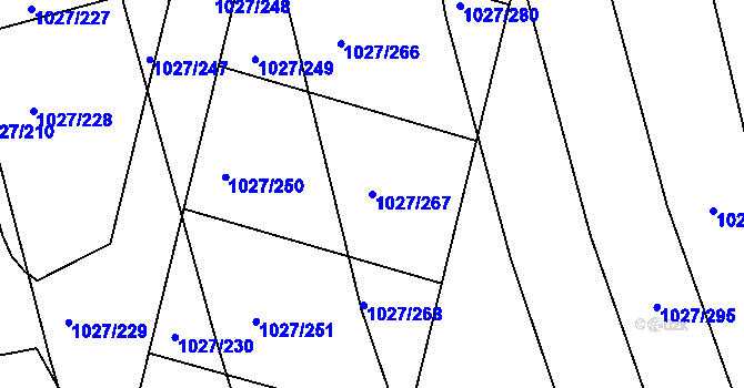 Parcela st. 1027/267 v KÚ Prštné, Katastrální mapa