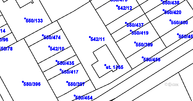 Parcela st. 550/418 v KÚ Prštné, Katastrální mapa