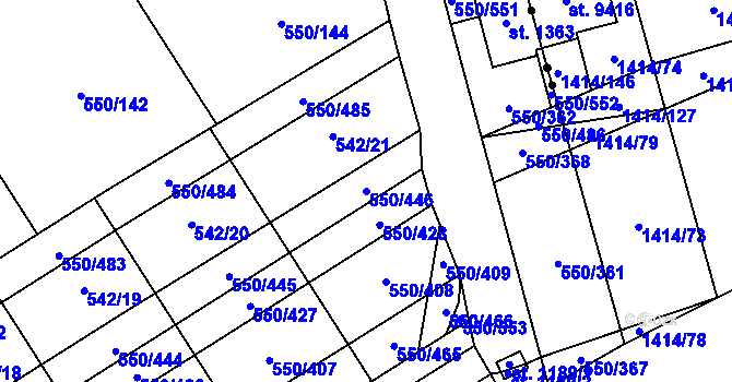 Parcela st. 550/446 v KÚ Prštné, Katastrální mapa