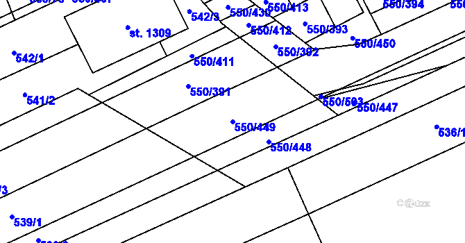 Parcela st. 550/449 v KÚ Prštné, Katastrální mapa