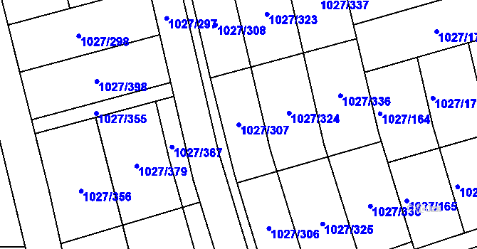 Parcela st. 1027/307 v KÚ Prštné, Katastrální mapa