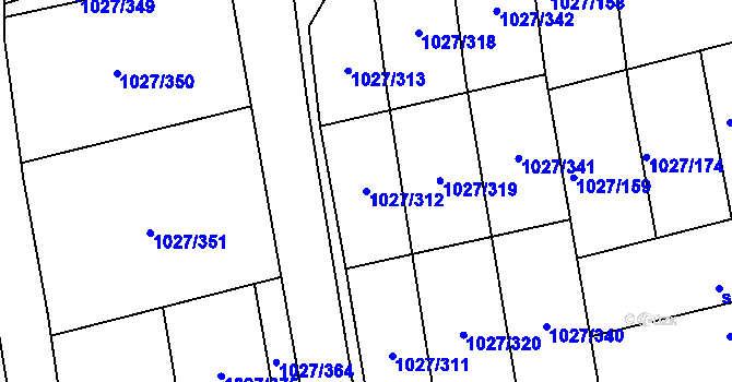 Parcela st. 1027/312 v KÚ Prštné, Katastrální mapa