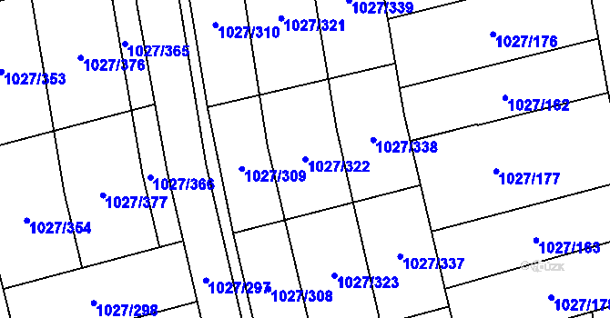 Parcela st. 1027/322 v KÚ Prštné, Katastrální mapa