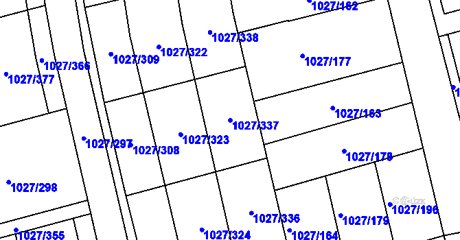 Parcela st. 1027/337 v KÚ Prštné, Katastrální mapa