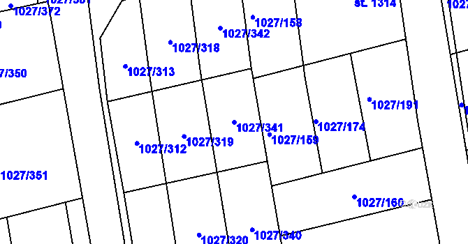 Parcela st. 1027/341 v KÚ Prštné, Katastrální mapa