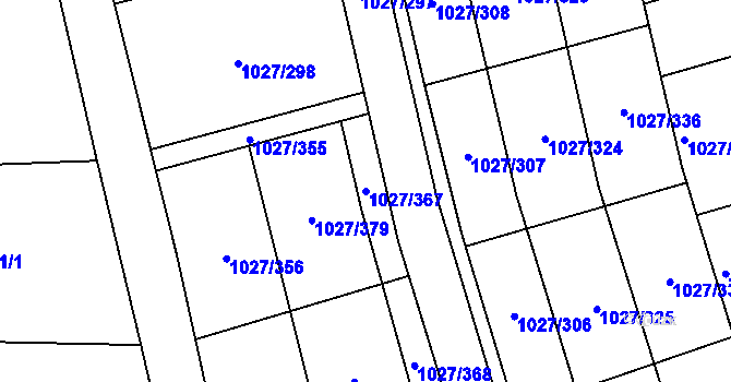 Parcela st. 1027/367 v KÚ Prštné, Katastrální mapa