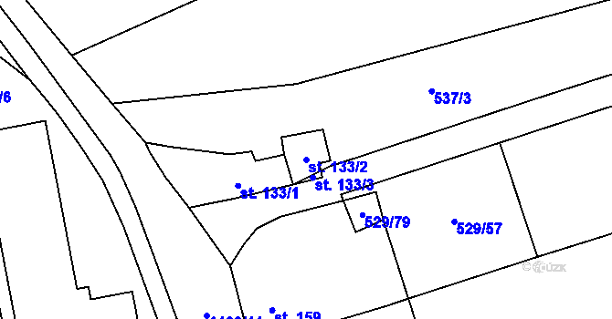 Parcela st. 133/2 v KÚ Prštné, Katastrální mapa