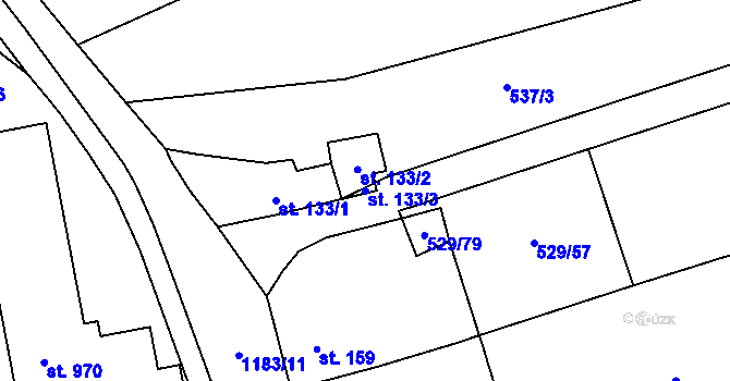 Parcela st. 133/3 v KÚ Prštné, Katastrální mapa