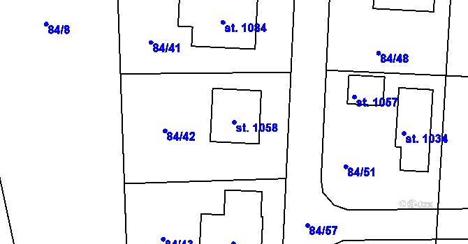 Parcela st. 1058 v KÚ Mladcová, Katastrální mapa
