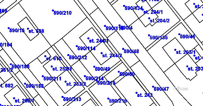 Parcela st. 244/2 v KÚ Mladcová, Katastrální mapa