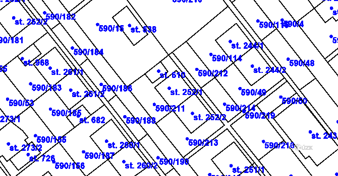 Parcela st. 252/1 v KÚ Mladcová, Katastrální mapa