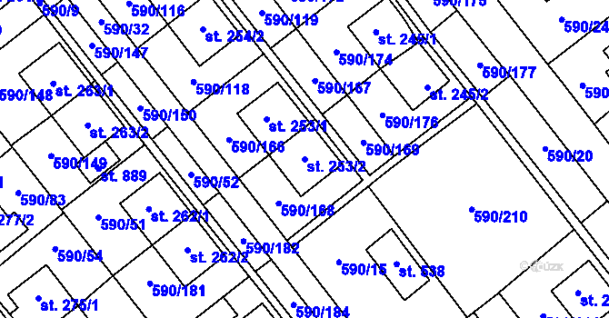 Parcela st. 253/2 v KÚ Mladcová, Katastrální mapa