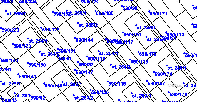 Parcela st. 254/1 v KÚ Mladcová, Katastrální mapa