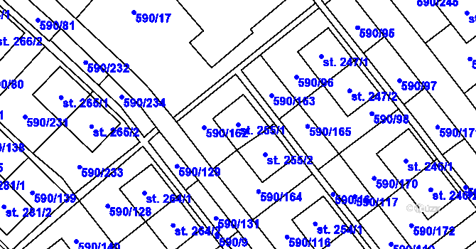 Parcela st. 255/1 v KÚ Mladcová, Katastrální mapa