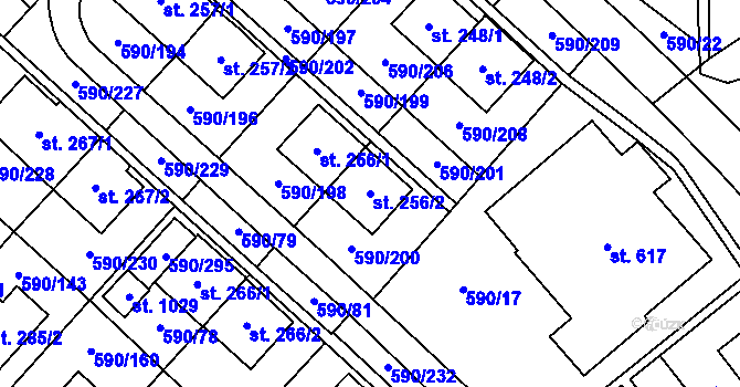 Parcela st. 256/2 v KÚ Mladcová, Katastrální mapa