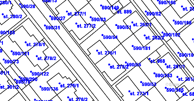 Parcela st. 275/1 v KÚ Mladcová, Katastrální mapa