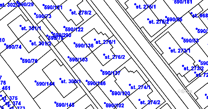 Parcela st. 276/2 v KÚ Mladcová, Katastrální mapa