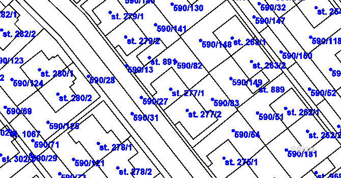 Parcela st. 277/1 v KÚ Mladcová, Katastrální mapa
