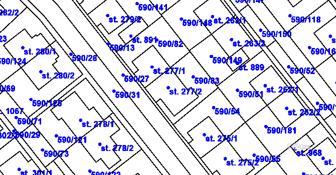 Parcela st. 277/2 v KÚ Mladcová, Katastrální mapa