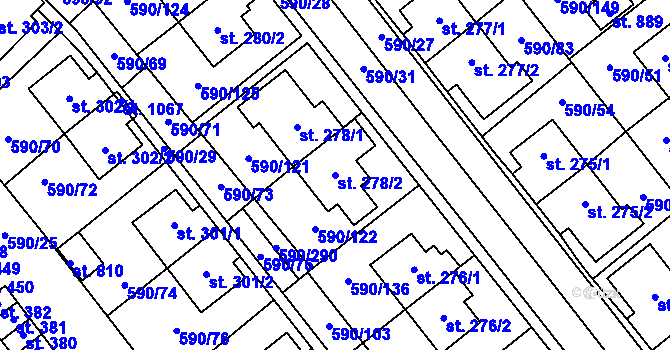 Parcela st. 278/2 v KÚ Mladcová, Katastrální mapa