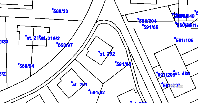 Parcela st. 292 v KÚ Mladcová, Katastrální mapa