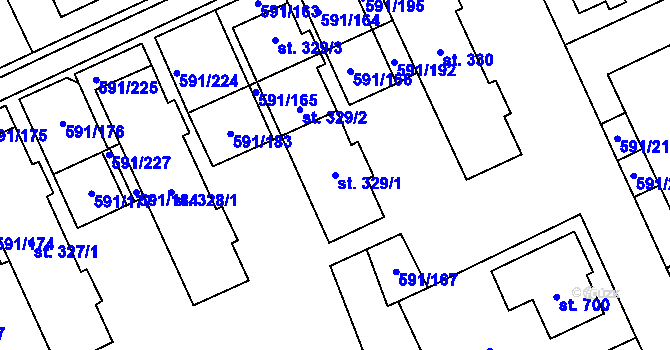 Parcela st. 329/1 v KÚ Mladcová, Katastrální mapa