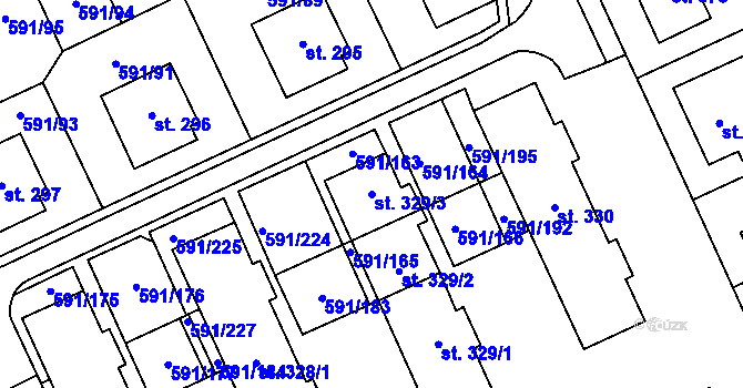 Parcela st. 329/3 v KÚ Mladcová, Katastrální mapa