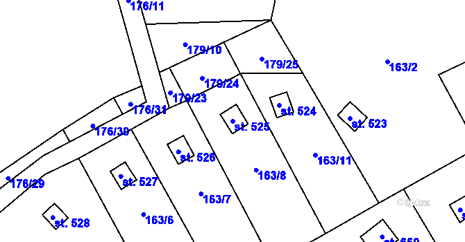 Parcela st. 525 v KÚ Mladcová, Katastrální mapa