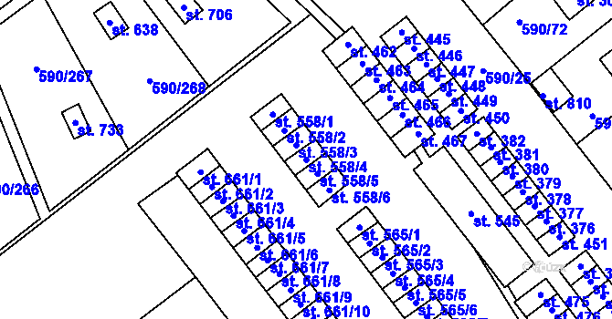 Parcela st. 558/4 v KÚ Mladcová, Katastrální mapa