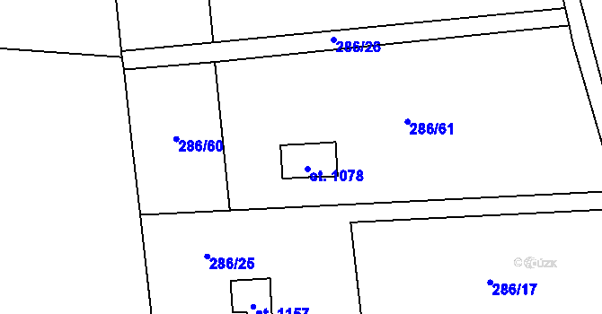 Parcela st. 657 v KÚ Mladcová, Katastrální mapa