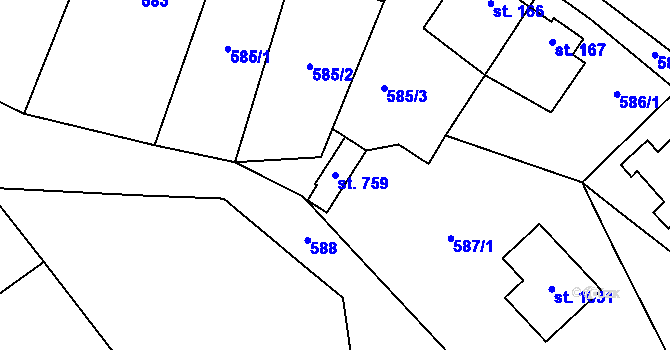 Parcela st. 759 v KÚ Mladcová, Katastrální mapa