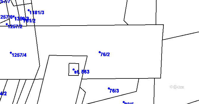 Parcela st. 76/2 v KÚ Mladcová, Katastrální mapa